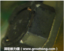 使用銀(Ag)鍍層的電源電感器(Power Inductors)，經過推力測試后，零件端點上已經看不到任何鍍層的痕跡了，所以其耐推力就比較小。