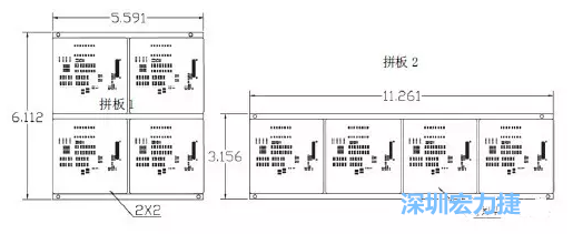 如圖9所示在兩種拼板中PCB單元的排列方式不同。拼板方式是V-CUT。這兩種拼板尺寸有明顯的的差異，將導(dǎo)致各自所需的生產(chǎn)拼板尺寸改變-深圳宏力捷