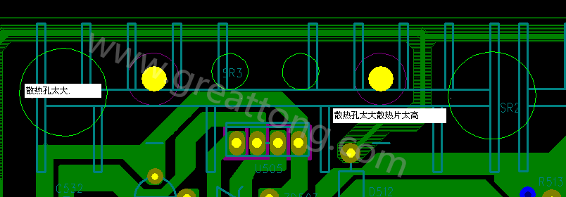 PCB設(shè)計中，散熱孔散熱片設(shè)計不當(dāng)，造成很多電源板斷裂