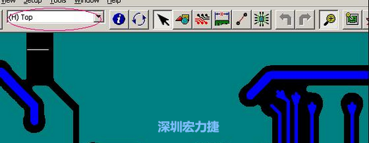如果圖形像下圖一樣無法顯示鉆孔，只須圖（186）將紅色圈住的活動(dòng)層改為當(dāng)前顯示層即可。