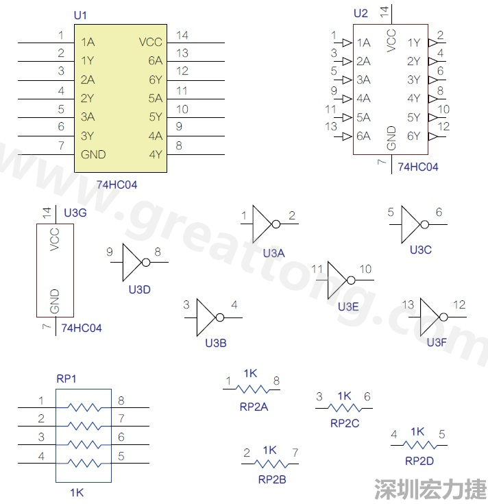 圖1 半導體元件供應商所畫的電路圖符號是模擬元件的接腳圖，而非訊號流程。